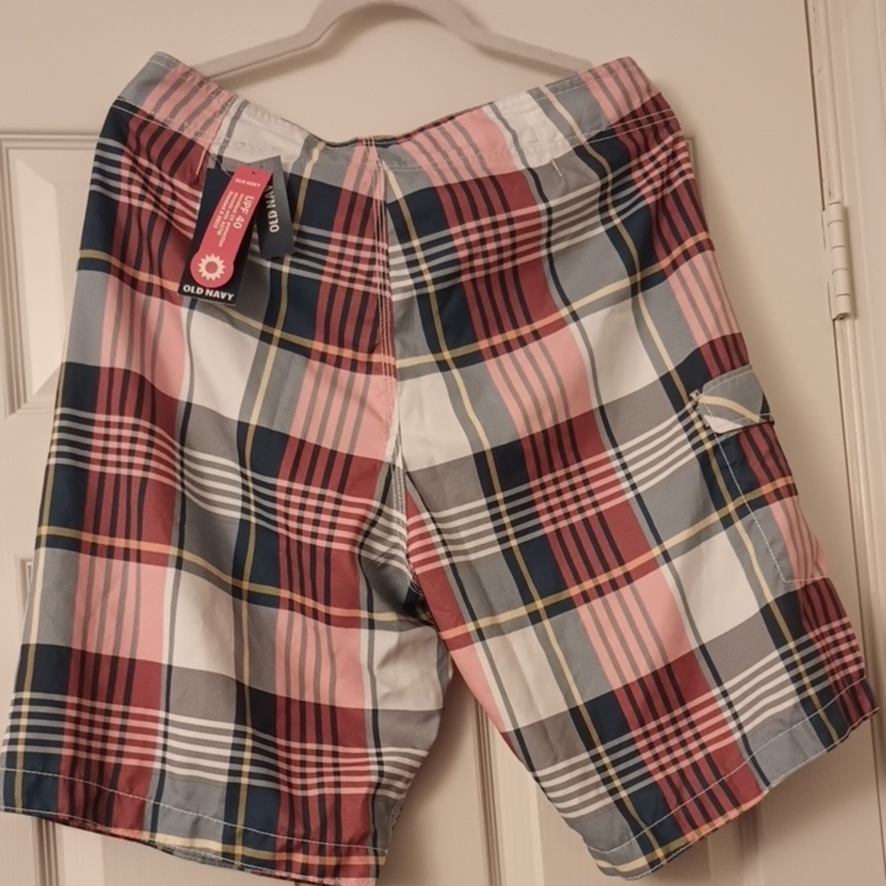 Old Navy Red and Blue Board Shorts Swimwear - Picture 2 of 3